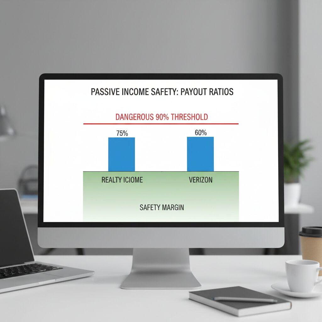 A chart comparing the payout ratios of Realty Income and Verizon against the dangerous 90% threshold, visually demonstrating their safety margin.